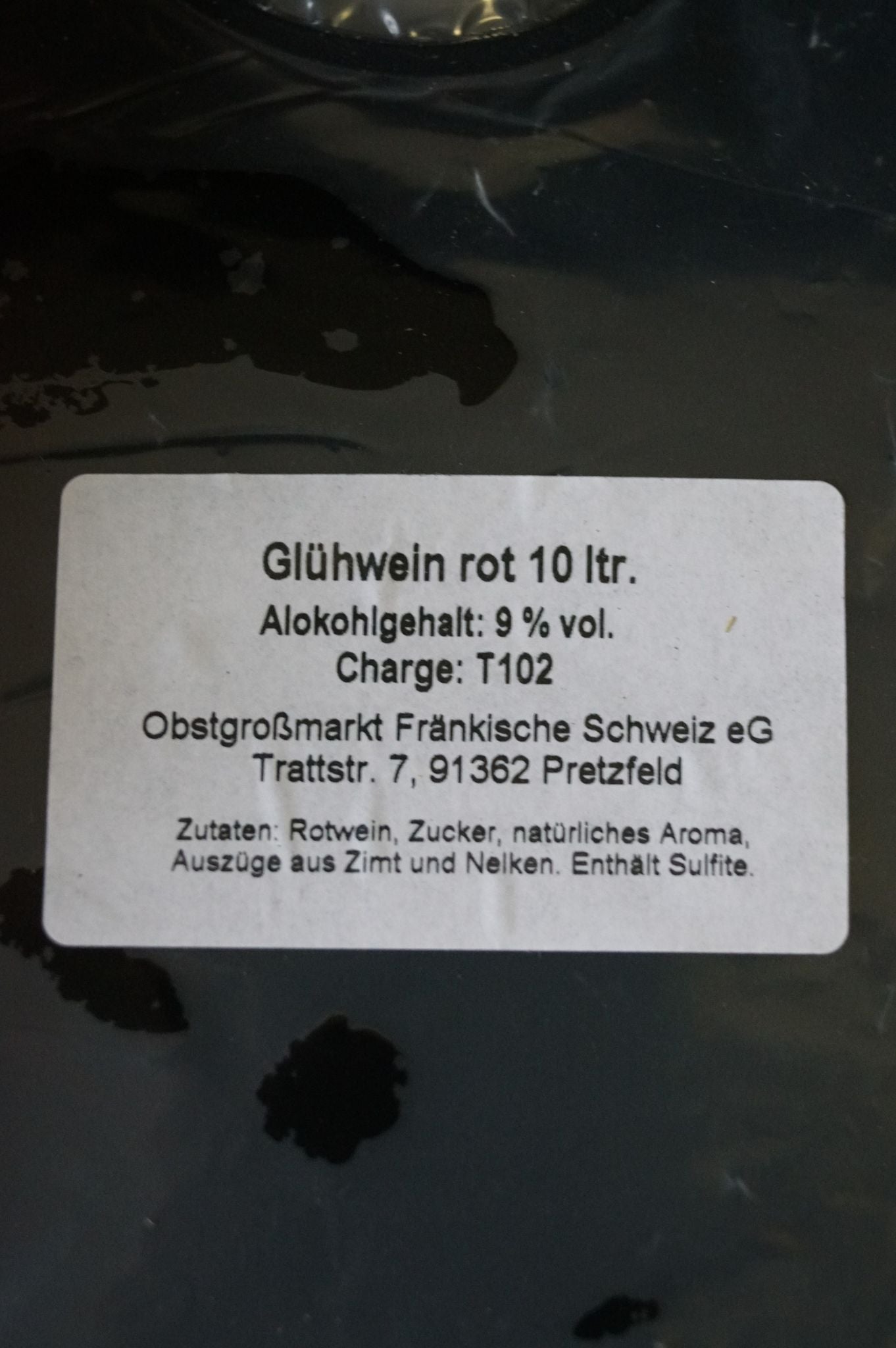  Kelterei Pretzfeld - Glühwein Rot Bag In Box 2 X 10 Liter