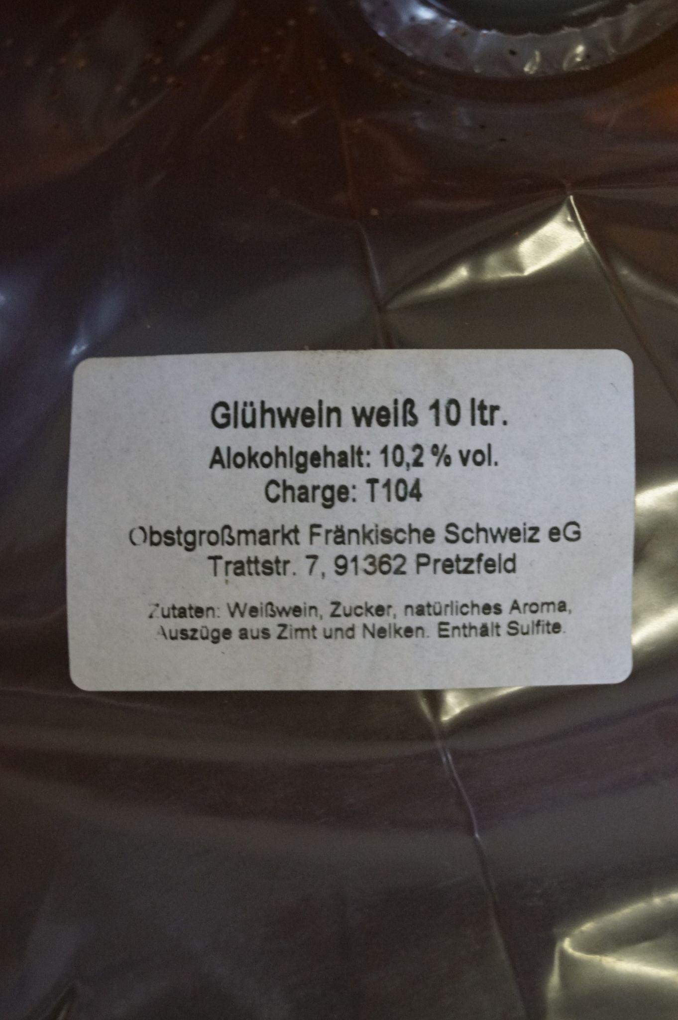  Kelterei Pretzfeld - Glühwein Weiß Bag In Box 2 X 10 Liter