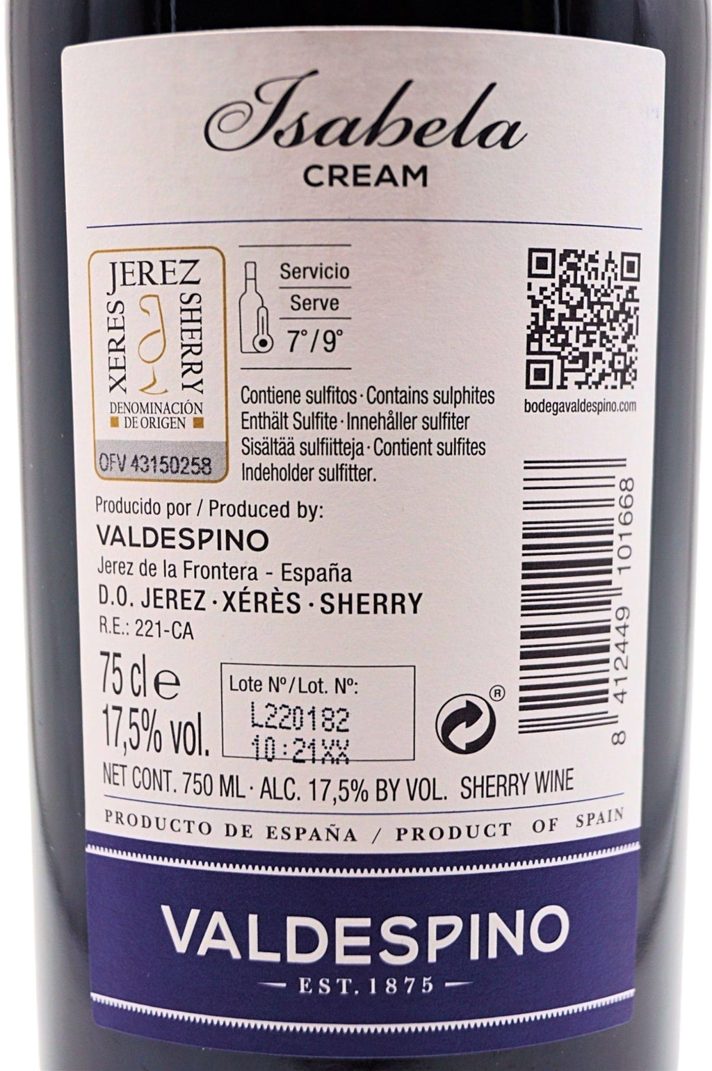  Valdespino Sherry - Cream Isabela