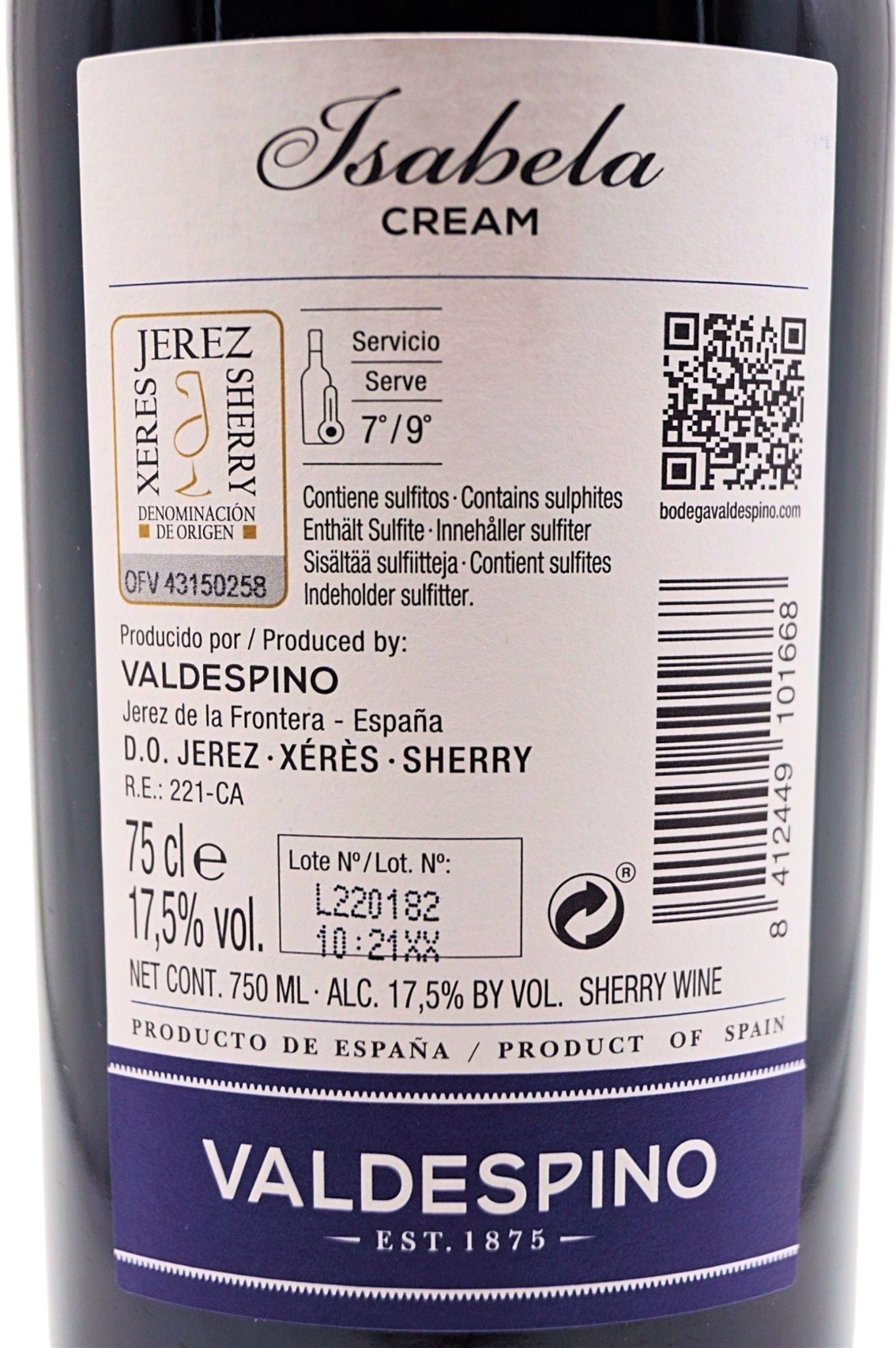  Valdespino Sherry - Cream Isabela