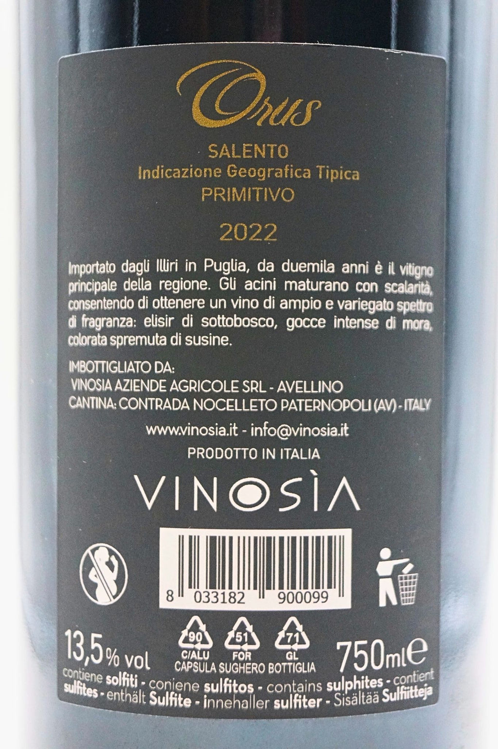  Vinosia - Orus Primitivo Salento IGT