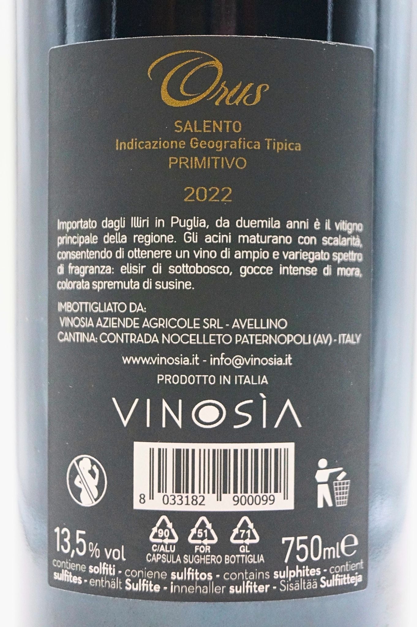  Vinosia - Orus Primitivo Salento IGT