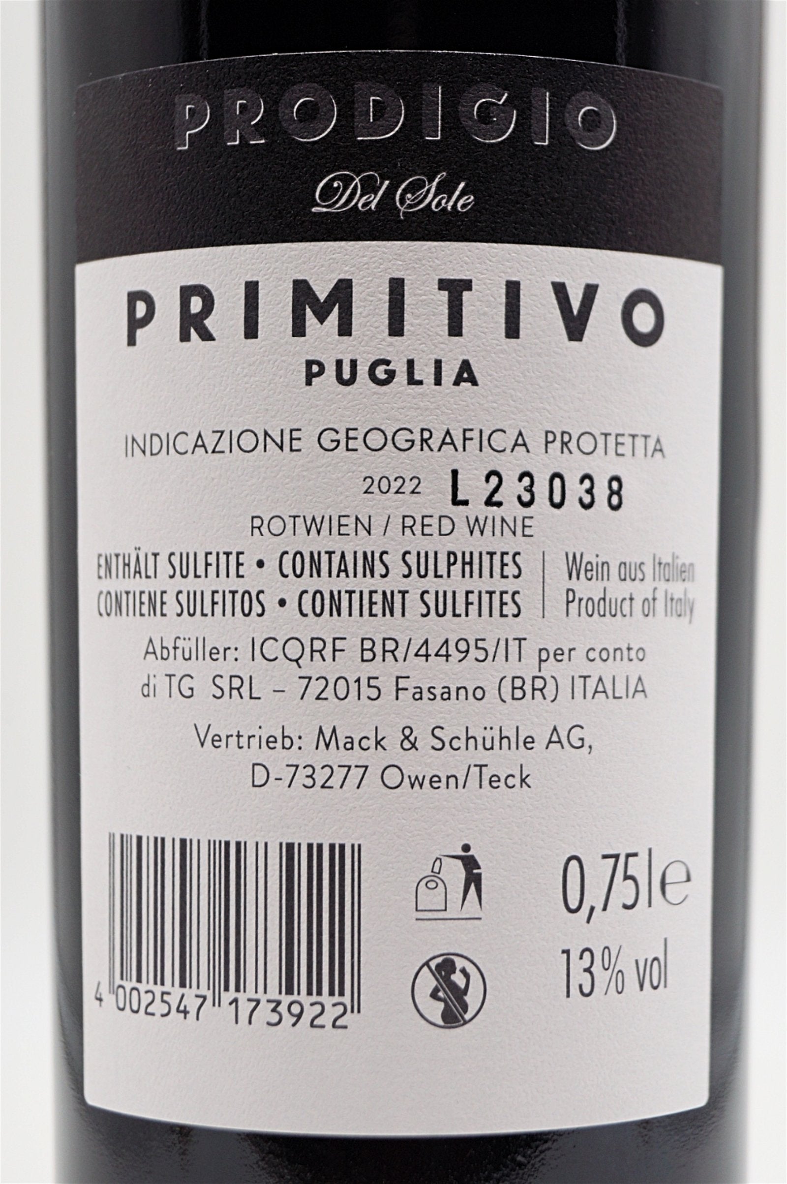  Latentia Winery - Primitivo Del Sole Prodigio Puglia 2022