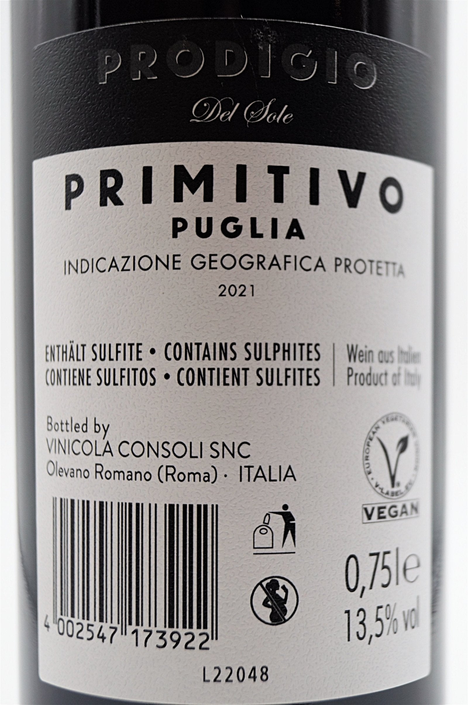  Latentia Winery - Primitivo Del Sole Prodigio Puglia 2021